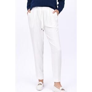 NEW Antonelli Firenze Trento Repe Drawstring Silk Pants Womens Large White